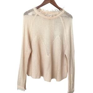 Moon River Anthropologie Sheer Raglan Sweater, Women's L, Boho Artsy Hippie